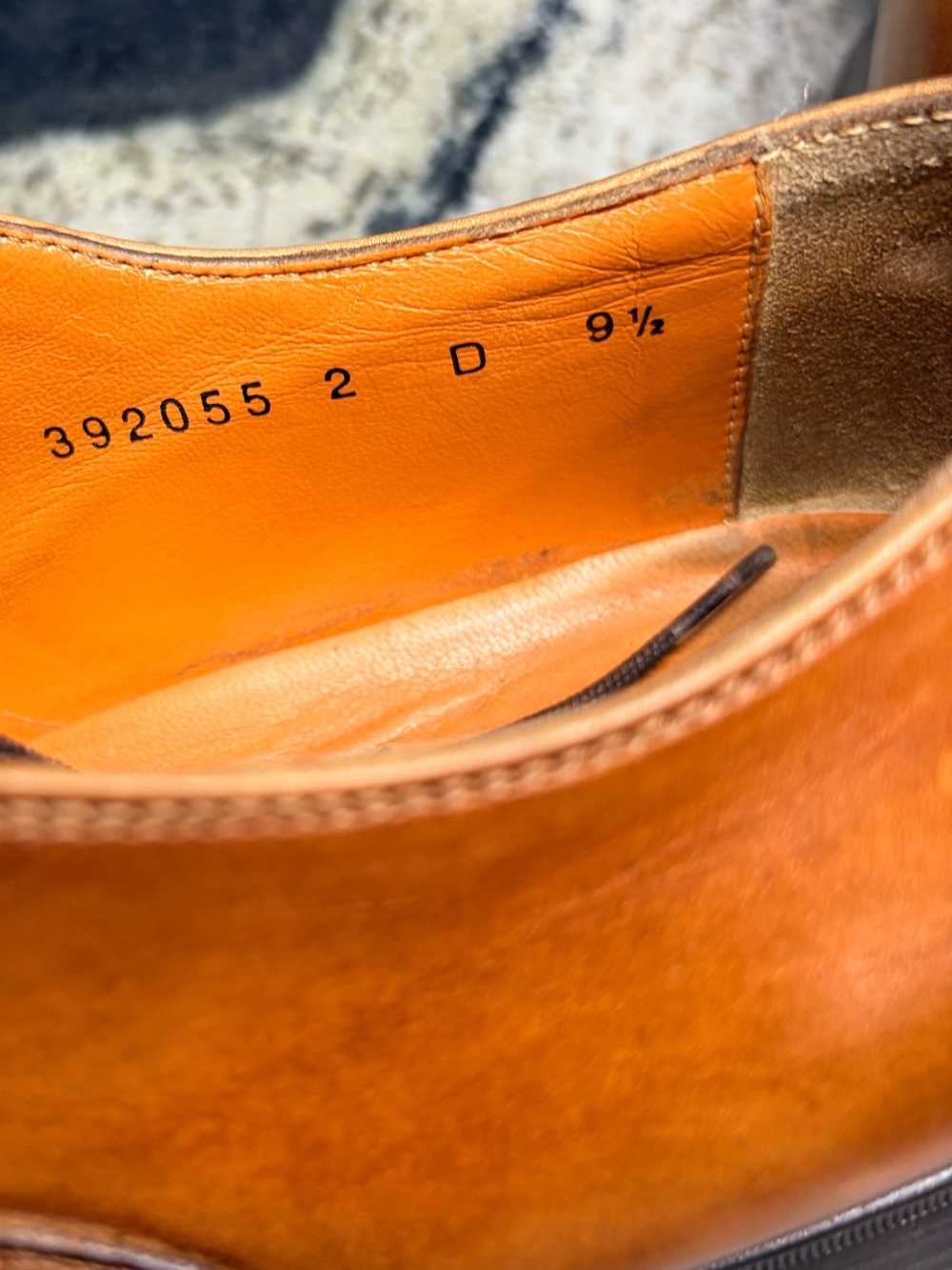 Santoni Cap Toe Oxford Shoes 10.5 US Cognac Brown Hand Burnished Made in Italy - Picture 11 of 12